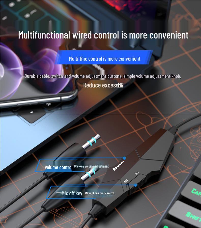 Wired Over-Ear Gaming Headset with Microphone for Mobile, Desktop & Laptop