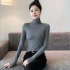 Women's Turtleneck Base Layer Top Long Sleeve for Spring and Autumn Inner Wear with Pile Collar Tight Fit Elegant Slim Fit Underwear