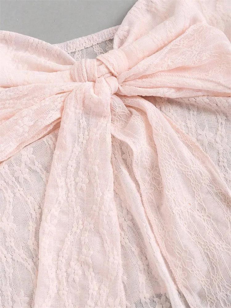 Crop Top Phumee Bow Knot Lace Halter Off the Shoulder A2454