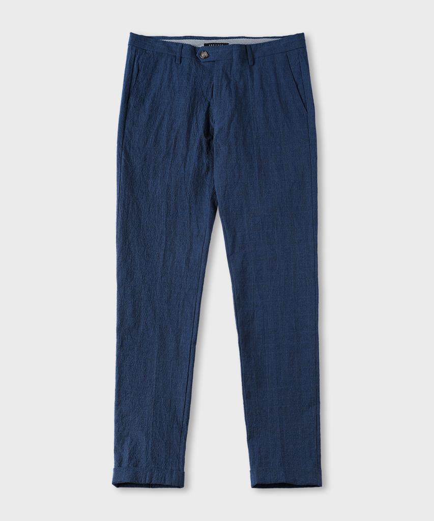 PANICALE Glen Check Slim Fit Cotton Pants [Navy]