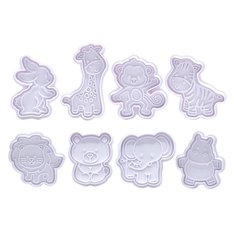 4 Pcs/Set Animal Plastic Biscuit Mold Diy Kitchen Cake Decorating Tools Cookie Cutter Stamp Fondant Embosser Die