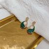 Trendy Green and Gold Geometric Drop Earrings for Women