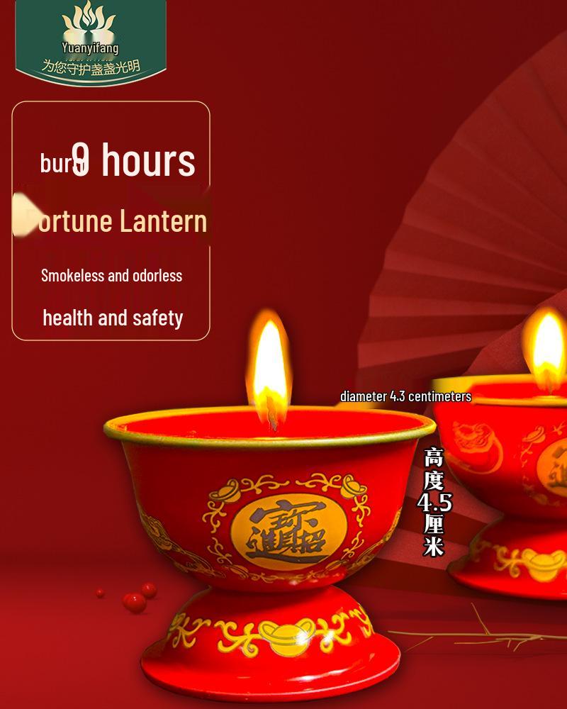 Festive Red Smokeless Candles for New Year, Buddha Offerings & God of Wealth Home Decor.