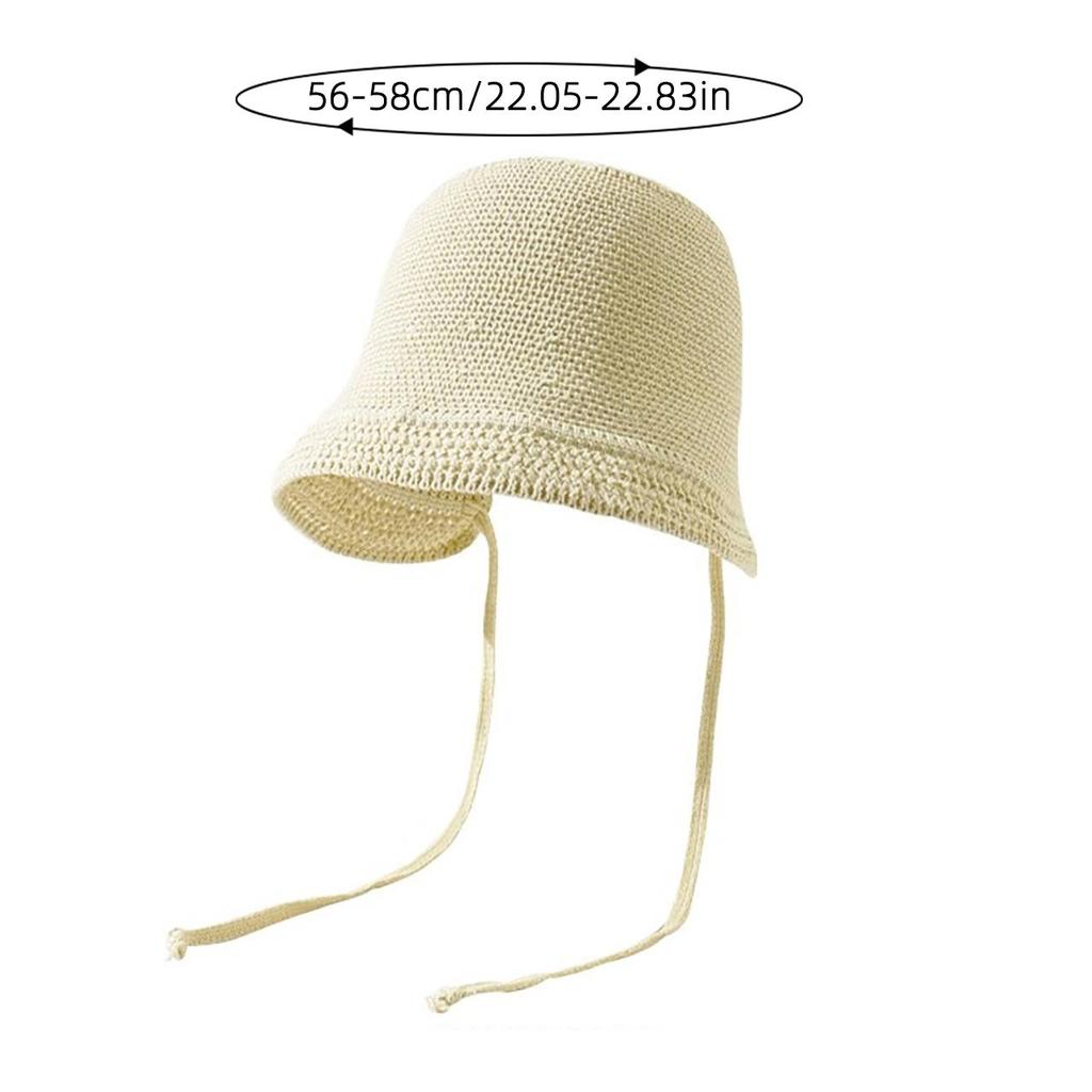 Women's Wide-Brim Straw Hat Summer Breathable Windproof Strap Bucket Cap Ladies Girl Beach Travel Foldable Sunshade Hats