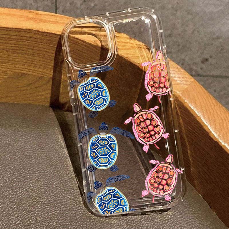 Turtle Stripe Print Clear Phone Case For Samsung S25 5G Cases Galaxy S24 Ultra S23 S22 Plus S21 FE A55 A54 A53 A52 A35 A34 Cover