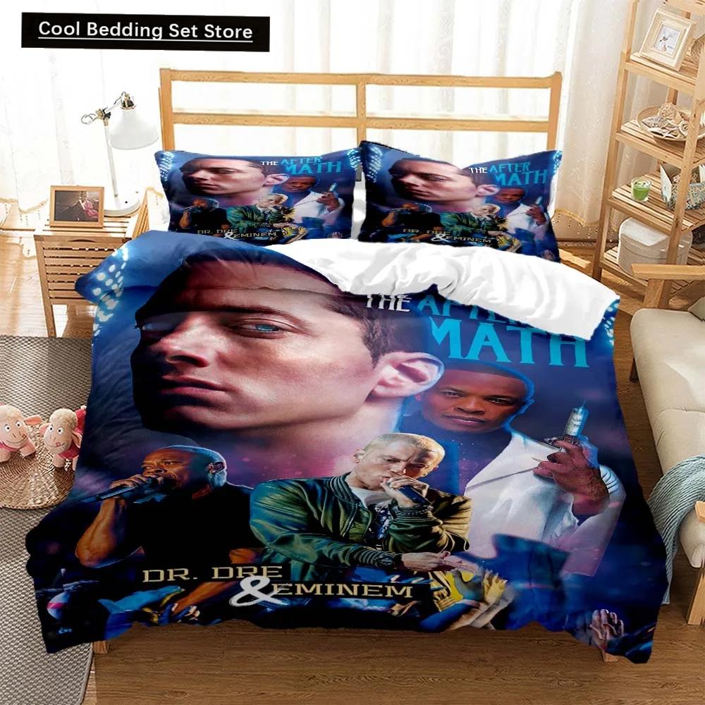 3D-print Hip Hop Eminem Sängkläder Dubbel Tvilling Kung Påslakan Täcke Örngott Pojkar Flickor Vuxna Sovrum