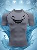 Mens Navy Blue Compression Short Sleeve T-Shirt White Dripping Evil Smile Graphic Quick Dry Breathable High Elasticity Gym And MMA Athletic Top