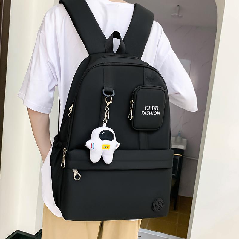 Women's Three-Piece Nylon Backpack Large Capacity Campus Splicing Schoolbag Backpack