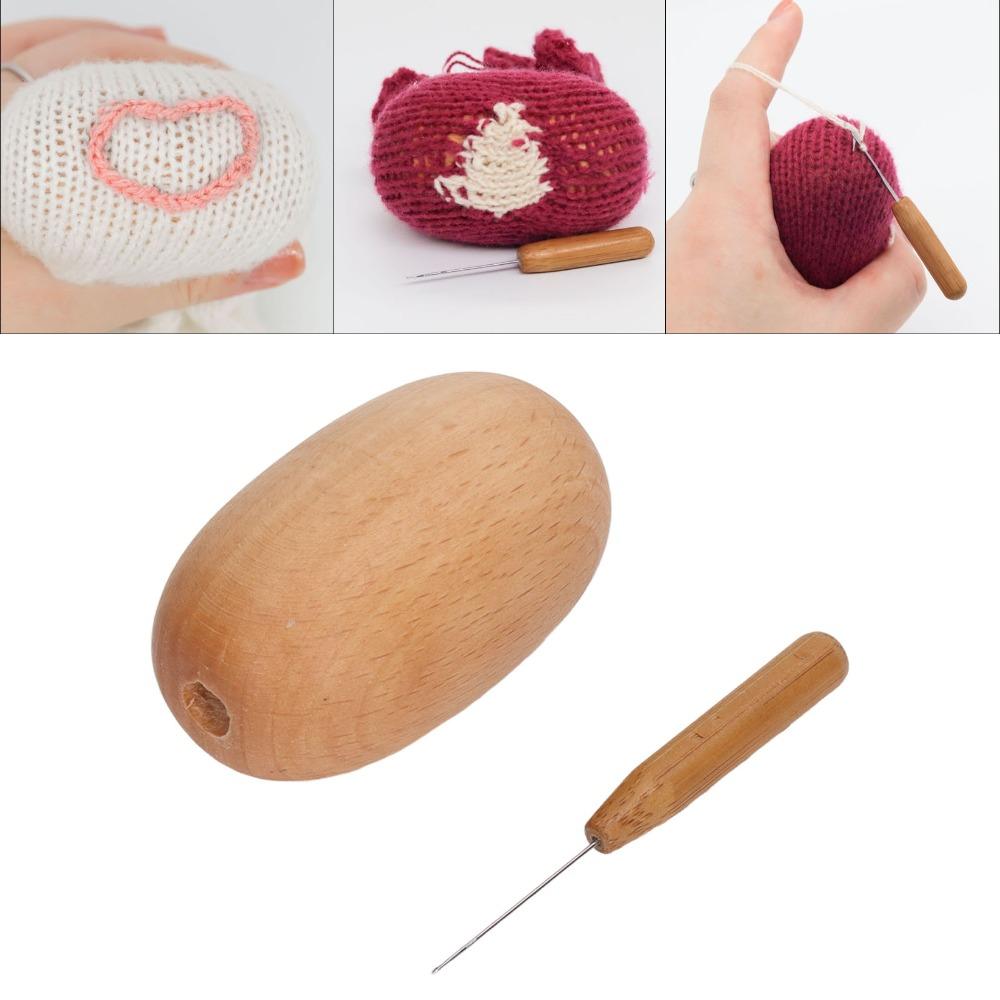 Wood Darning Egg Tool Glossy Finish Hand Knitting Tool Darning Mushroom Tool For Clothes Repair