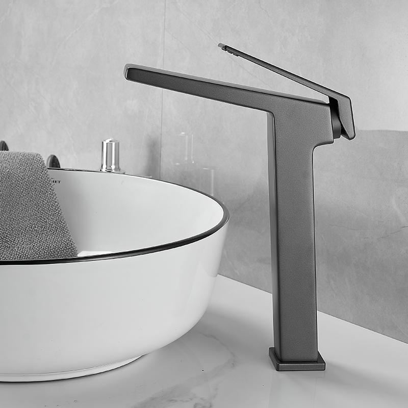 BAKALA Basin Sink Bathroom Faucet Deck Mounted Hot Cold Water Basin Mixer Taps Matte Black Lavatory Sink Tap Crane