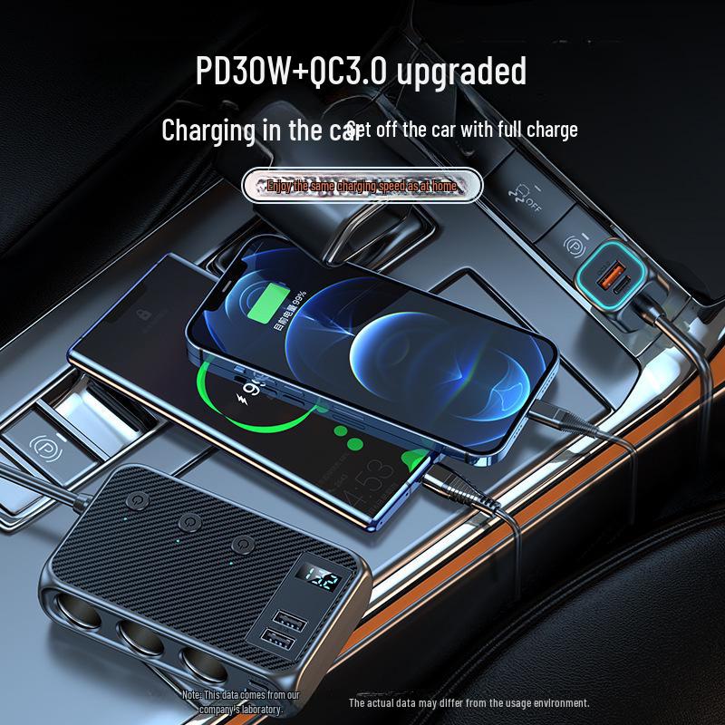 171W Multi-Function Car Charger with Independent Switch and Fast Charging