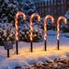 Holiday Yard Ornaments 4Pcs Solar Candy Cane Pathway Lights, Christmas Outdoor Stake Waterproof Decorative Stakes Garden Lights for Lawn Patio