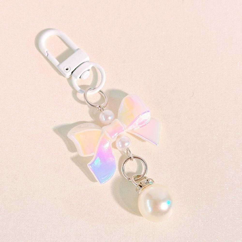 Key Chain Bow Knot Keyring Candy Color Imitation Bow Keychain  Girls Gifts