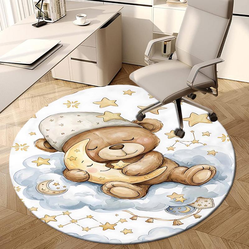 1PC Bear Cloud Non-Slip Floor Round carpet, Office, family, bedroom, Large Area Rug Indoor Rugs, Durable Polyester-L0410