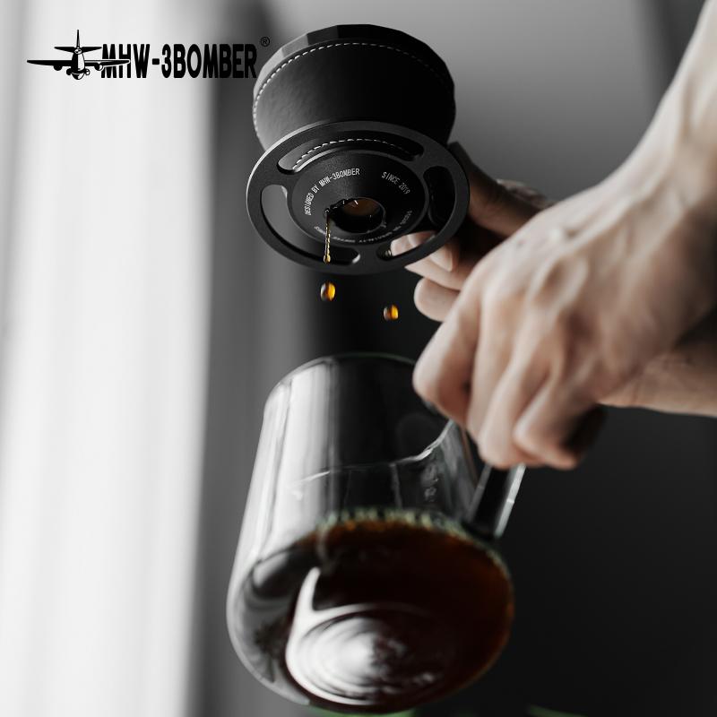 MHW-3BOMBER Meteorite Dripper Aluminum Pour Over Coffee Maker Coffee Dripper For 1-2 Cups Leather Cover Fit Cake Filter Paper