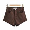 Women's 2021 Summer Trendy High-Waisted Elastic Denim Shorts with Rolled Hem.