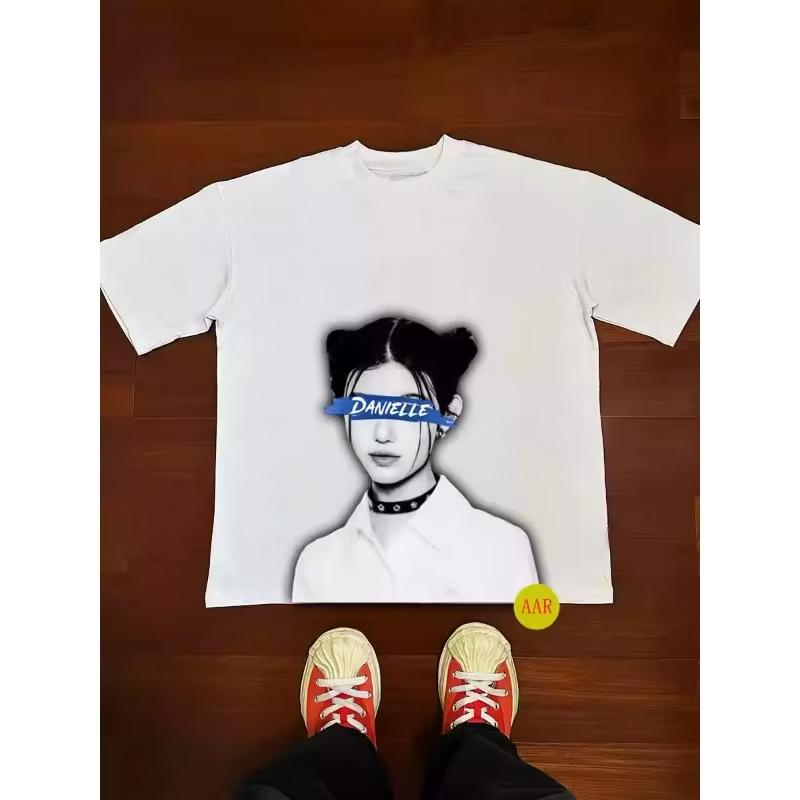 2025 Girl Group NewJeans MINJI HANNI DANIELLE HAERIN HYEIN Original High Quality Designer Short Sleeve T-shirt Fans Fashion Top