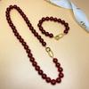 Vermilion Red Beaded Agate Choker Light Luxury Clavicular Chain Vermilion Red Beaded Necklace  Girl