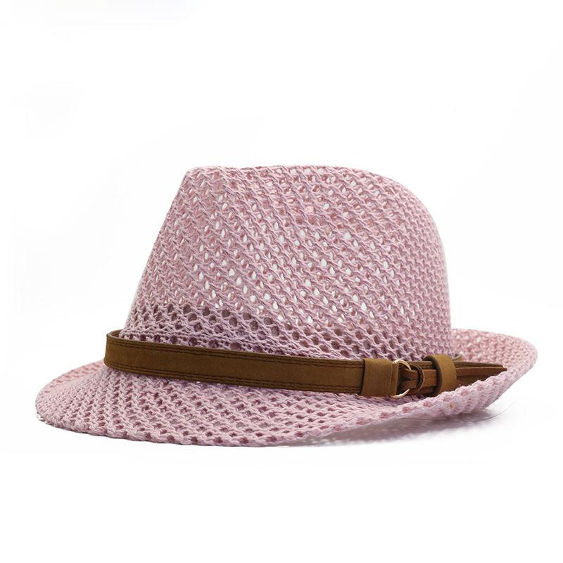 Hat Men's Summer Sunshade Jazz Top Hat Hand Woven Casual Couple Hollow Belt British Straw Hat
