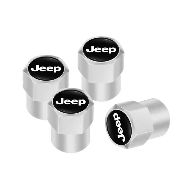 For Jeep 4Pcs Car Accessories Wheel Tire Valve Stem Caps Dust Covers For Jeep Grand Cherokee Wrangler JK Gladiator Compass Re