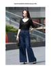 2025 Fleece-Lined High-Waisted Wide-Leg Jeans: Women's Slimming Cropped Pants for Autumn/Winter