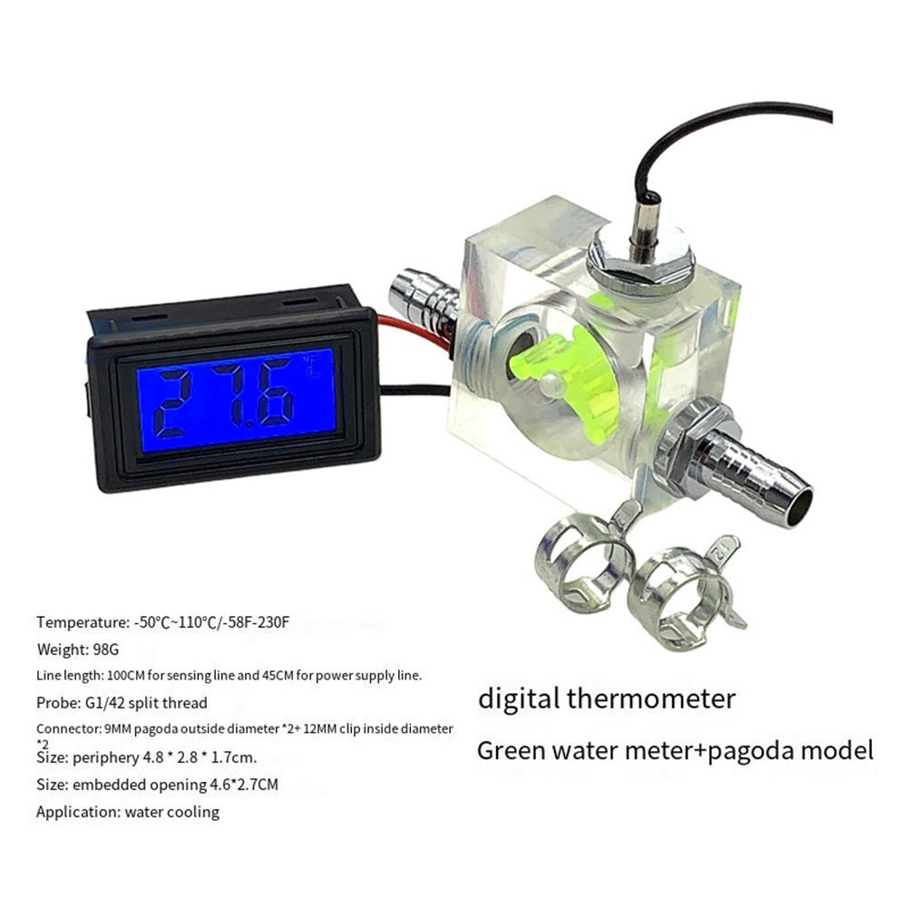 

Pagoda Clip LED Thermometer Aquarium Monitoring Digital Temperature Display Barbed Connectors Pipe Clamps Included