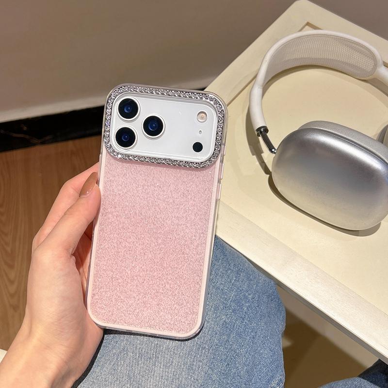 Glitter Diamond Camera 2 in 1 Phone Case For iPhone 16 15 Plus 17Air 14 13 12 11 16 17 Pro Max Luxury Protector Shockproof Cover