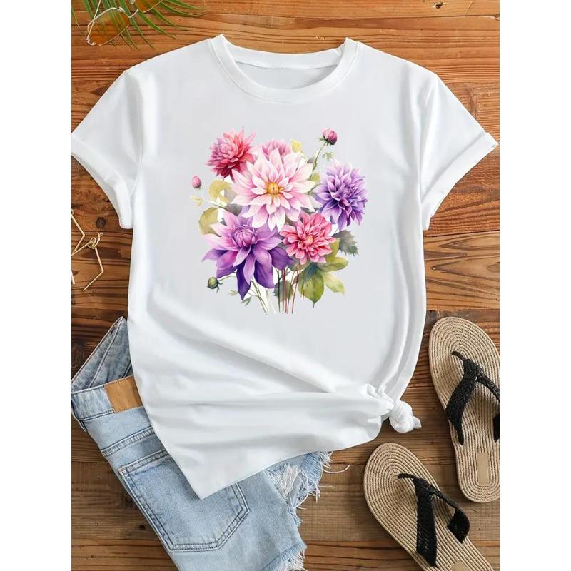 (European Size) 90s Clothing Casual Lovely Style Cute Trend Tshirt Women Short Sleeve Fashion Print Lady Tee Top Female Graphic T-shirts