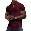 Men's Polo Shirt T-shirt Men's Short Sleeve Solid Color Zipper Small Checkered Summer Breathable Casual Shirt