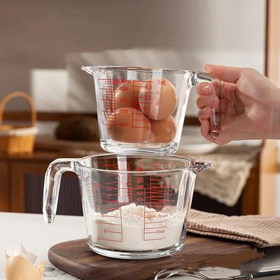 500ml Skleněná odměrka Žáruvzdorná Mísa na pečení a míchání Odměrka Potravinářská Kvalita Vhodná do Mikrovlnné trouby Skleněný hrnek na pečení