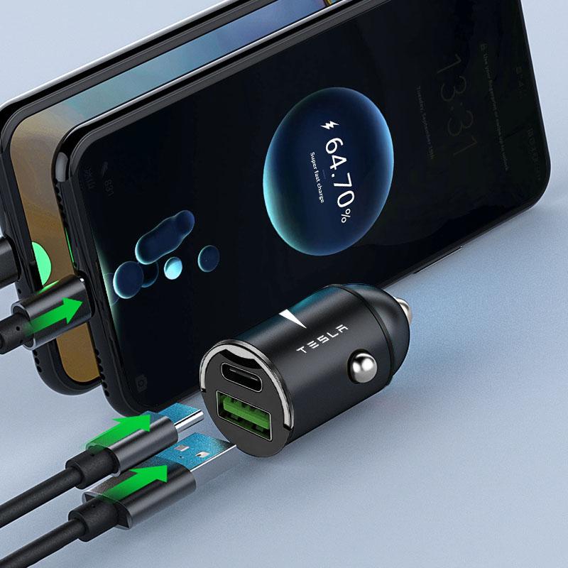Micro Car Quick Charger Vehicle Cigarette Lighter Convert Plug Car Accessories For Tesla Model 3 Model X S 2016-2020 Decals TM3 TMX TMS Decal
