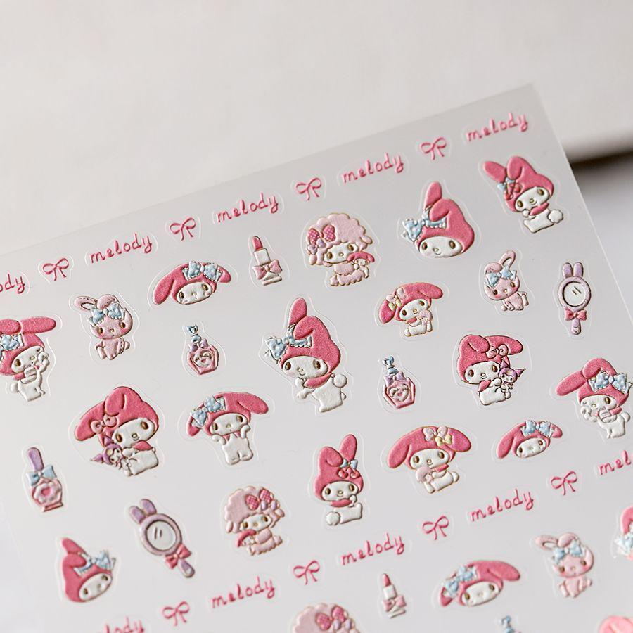 

Sanrio My Melody 3D Embossed Cartoon Nail Stickers - Cute DIY Designs for Students My Melody [1 Sheet]