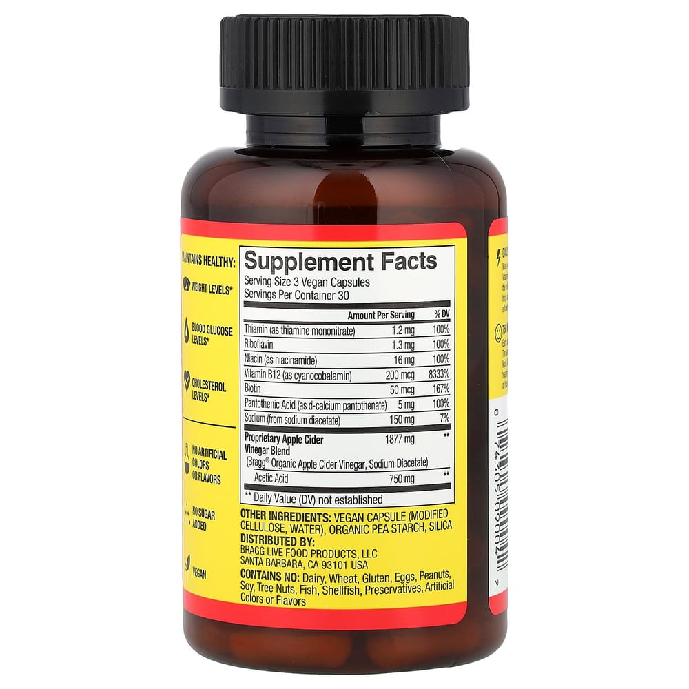 True Energy Apple Cider Vinegar + 6 B Vitamins Caffeine-Free Capsules