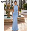 French Ruffled Suspender Dress - Sleeveless Bodycon Fishtail Long Gown with Ruffles, Slimming Evening Party Wedding Formal Dresses