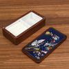 HeMu Magnetic Closure Embroidered Wooden Jewelry Box, Portable Mini Organizer for Rings, Earrings, Necklaces and Bracelets
