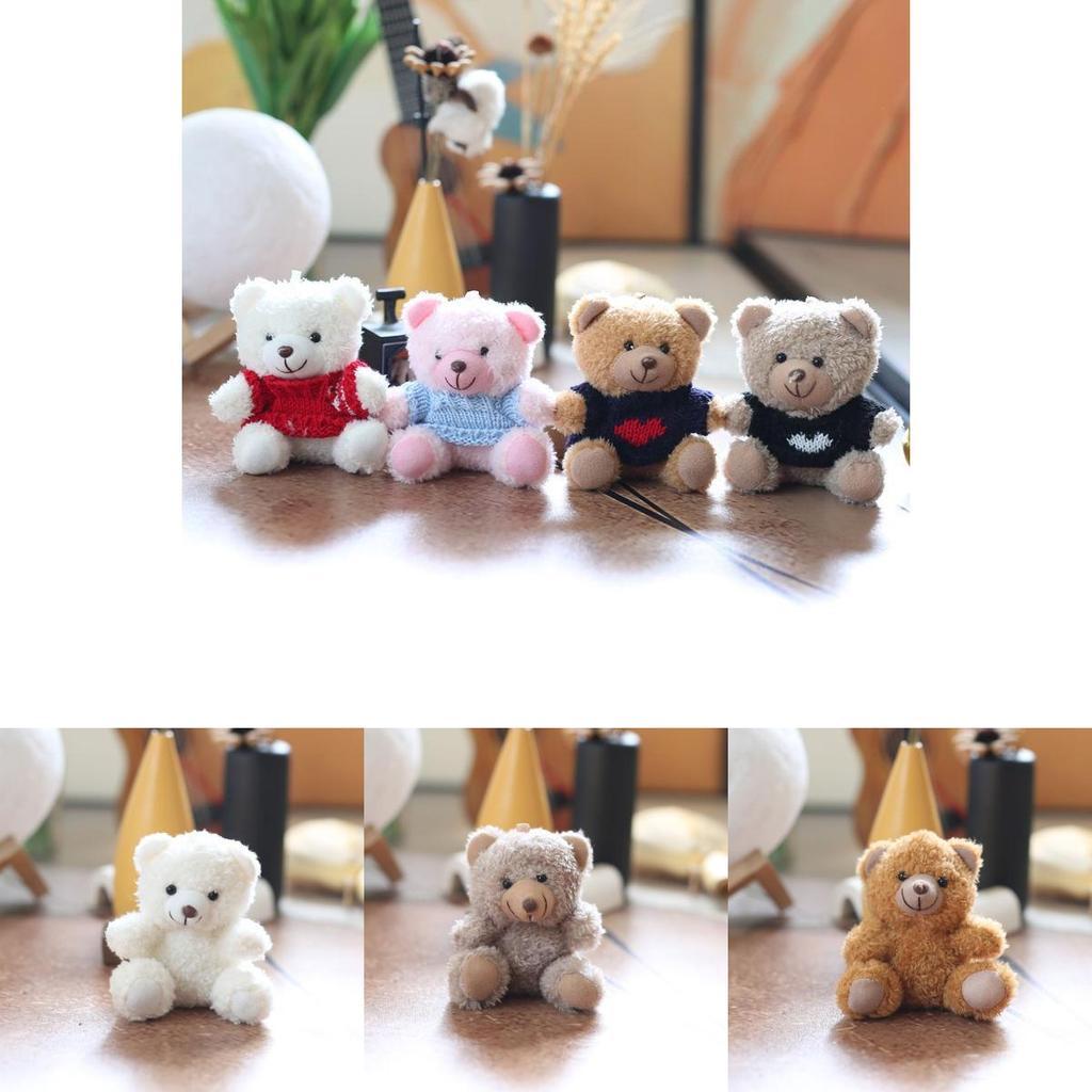 Adorable Short Plush Bear Plush Toy With Sweater For Bag Accessory And Decor