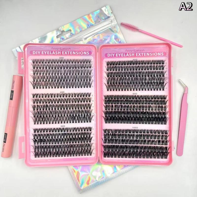 Natural Cluster Lashes Kit 30D-100D Segmented D Curl Eyelash Extension Eyelash Grafting Individual False Eyelashes Fluffy Makeup