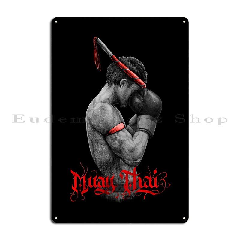 Muay Thai Boxing Fighter Metal Sign Cinema Pub Create Customized Club Tin Sign Poster