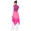 Womens Worship Praise Dance Dress Shiny Sequine Sleeveless Bodice Gradient Mesh Irregular Hem Lyrical Costume