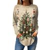 Dame Løs Rund Hals Juleprint Langermet T-skjorte Topp Genser