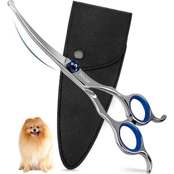 Curved Dog Grooming Scissors 6.69 inches Round Tips Pet Grooming Shears for Dog Cat on Face Paw Hair Trimming Right Left Handed