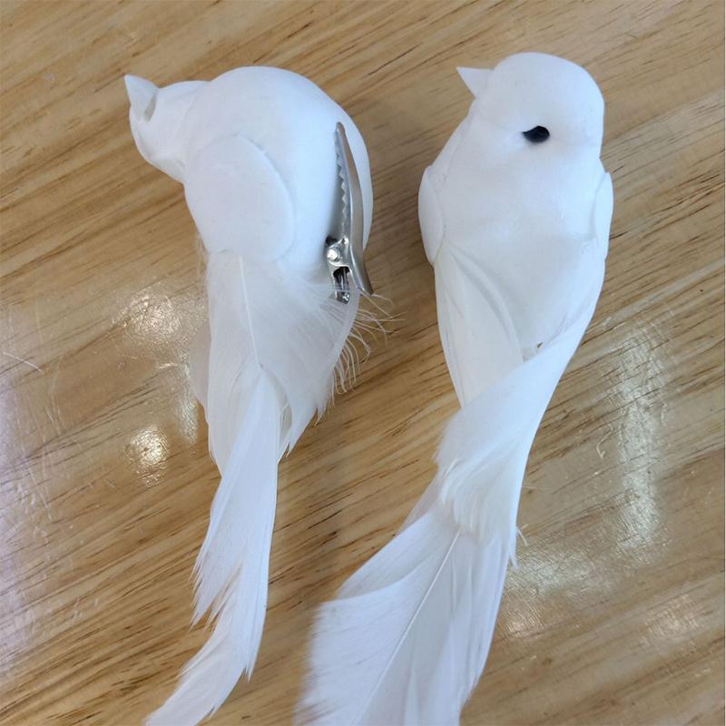 1 ks Umělí ptáci Simulovaný malý ptáček, Bílý ptáček, Opeřený ptáček, Malá bílá holubice Dekorace