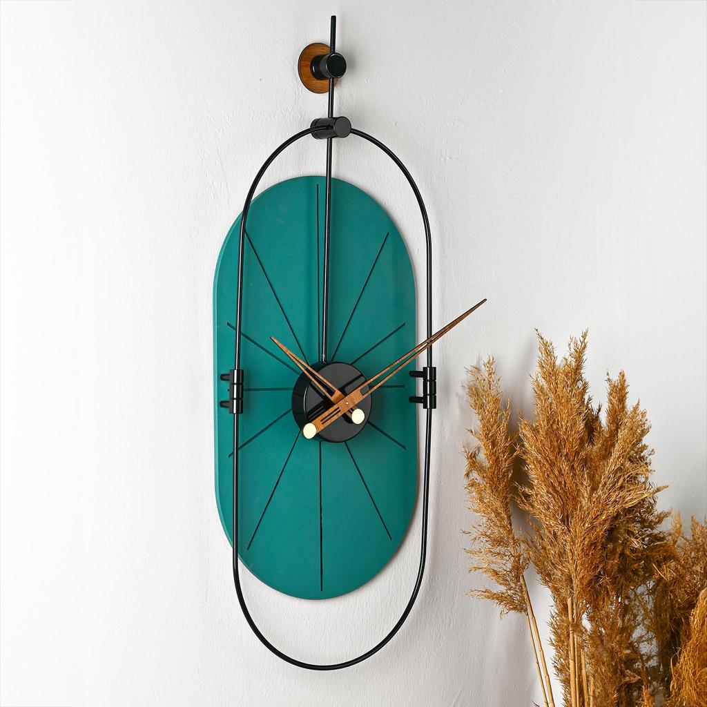 MUYIKA Senator Green Decorative Hand Made Colorful Silent Mechanism 77x29 Cm Wall Clock