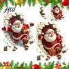 Removable Wall Mural Broken Santa Sticker, Christmas Claus Decoration Decal, Stickers for Living Room Bedroom Holiday Party Self Adhesive