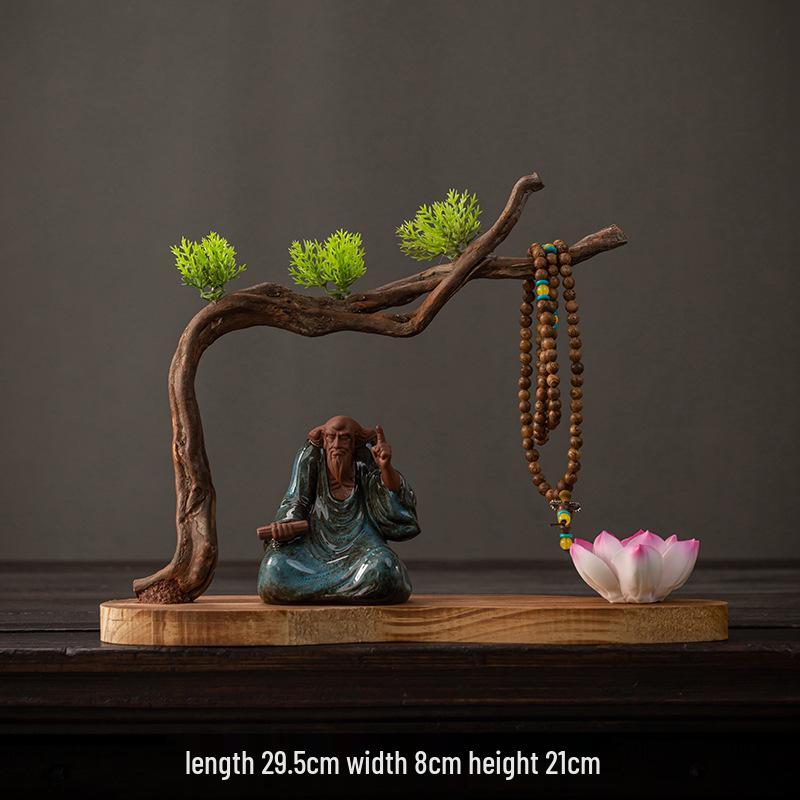 Zen Style Natural Wood Root Carving Ornament: Living Room Decoration & Bracelet Display Stand