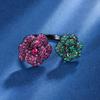 Jewelry Copper Bottom Gold-Plated Simulation Red Corundum Black Gold Immortal Flower Personalized Ring Female