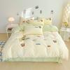Cartoon Cotton Towel Embroidered Comforter Set Machine Washable Bed Linen Bedding Spring New Soft Breathable Fitted Sheet