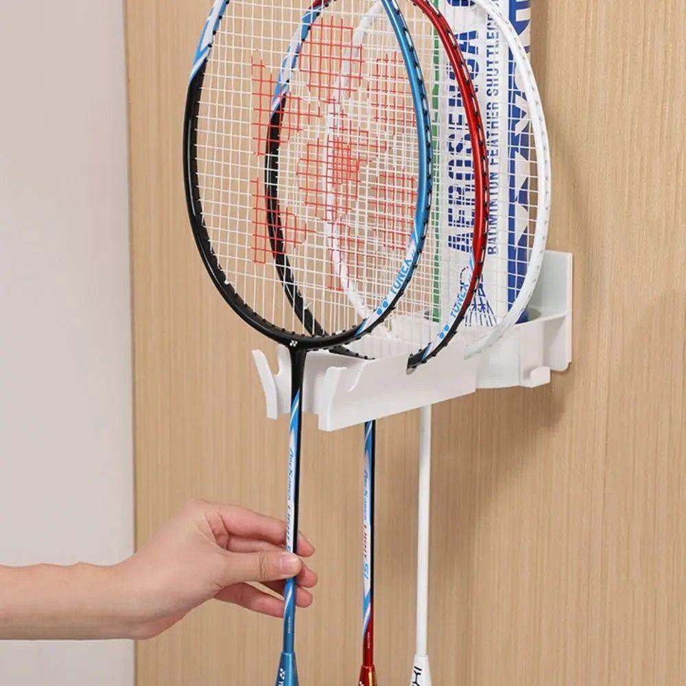 Punch Free Badminton Racket Holder Wall Mounted Ball Storage Rack Tennis Racket Hanger  Gym