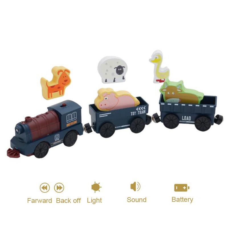 Battery Operated Electric Train Set Magnetic Locomotive for Wooden Tracks