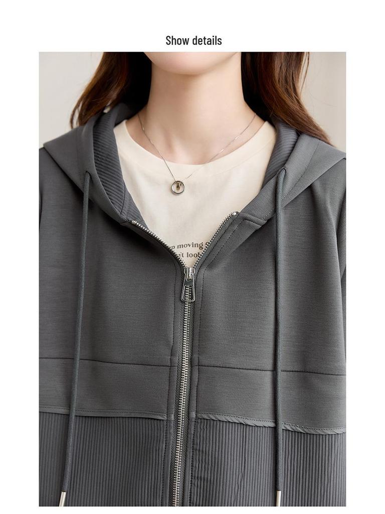 Spring 2025 Women's Casual Loose-Fit Hoodie Jacket - Trendy Age-Reducing Niche Design